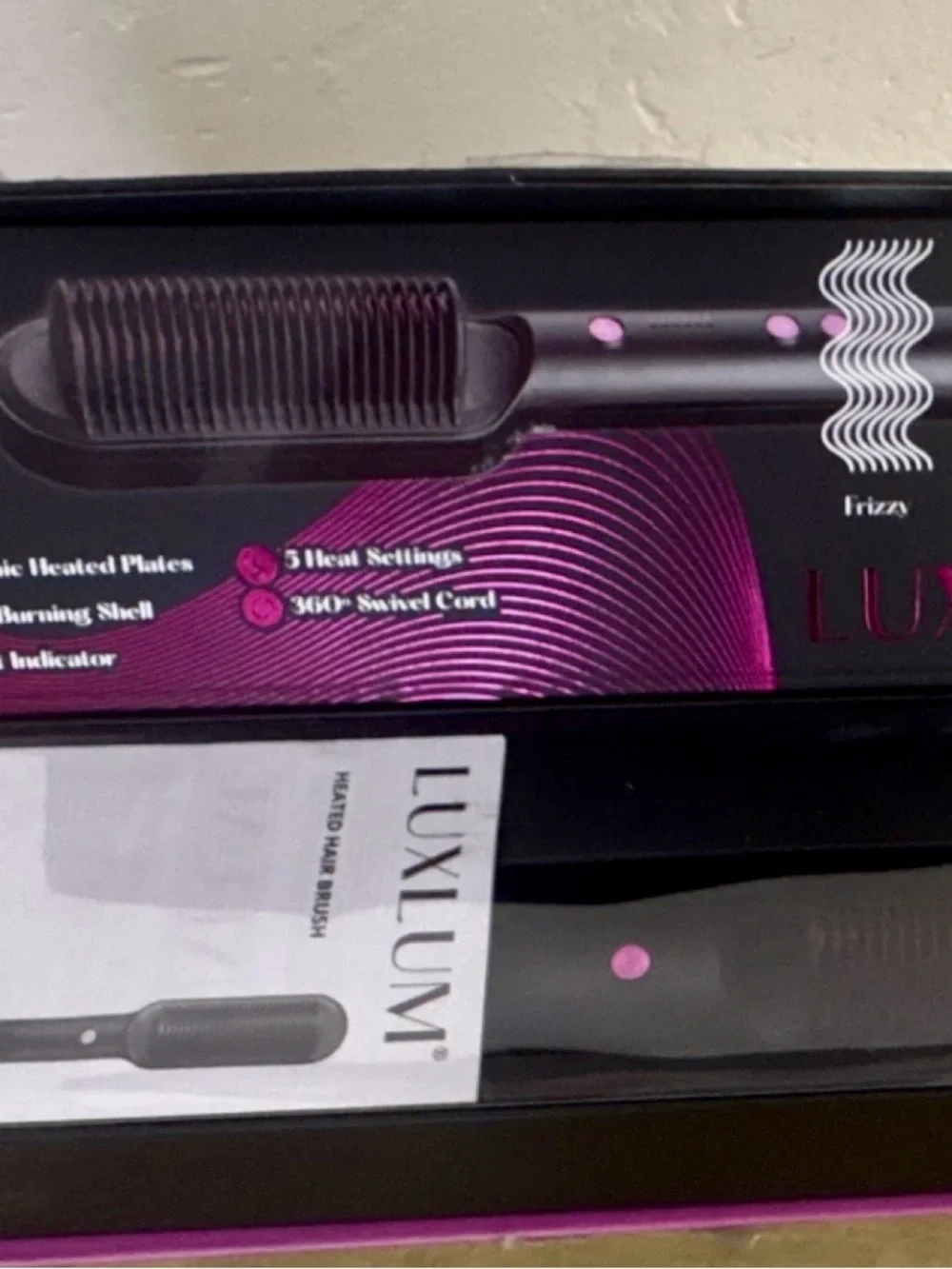 Black and Pink Electric Hair Straightening Brush